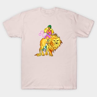 Lion Riding Leo Rollergirl T-Shirt